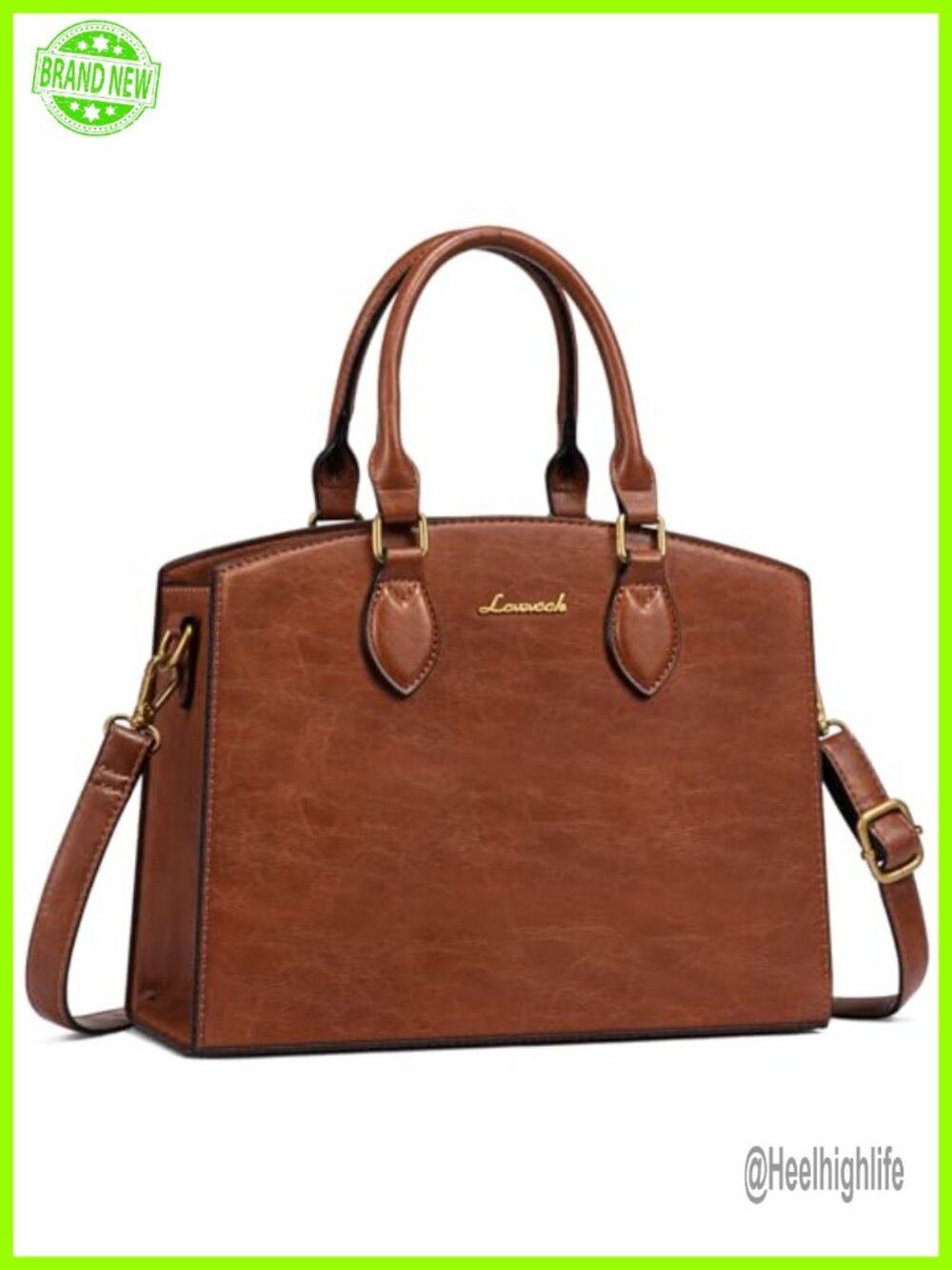 PU Leather Satchel Handbag Vintage Tote Shoulder Crossbody Purse Medium